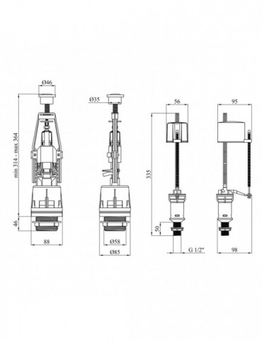 Комплект для бачка унітаза Agua KIT41 з нижнім підведенням 1/2" | купити | SilverGoose.com.ua.com.ua