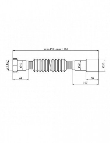 Гофротруба Agua GN46 1 1/2''х40/50 мм 460-1100 мм з накидною гайкою | купити | SilverGoose.com.ua.com.ua
