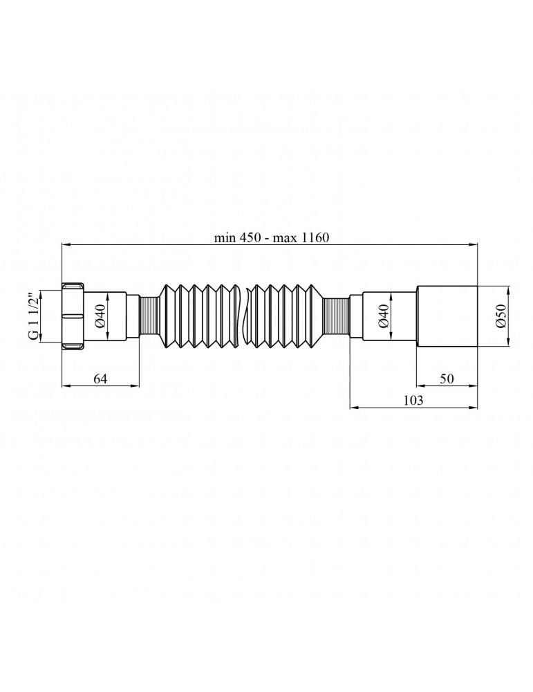 Гофротруба Agua GN46 1 1/2''х40/50 мм 460-1100 мм з накидною гайкою | купити | SilverGoose.com.ua.com.ua