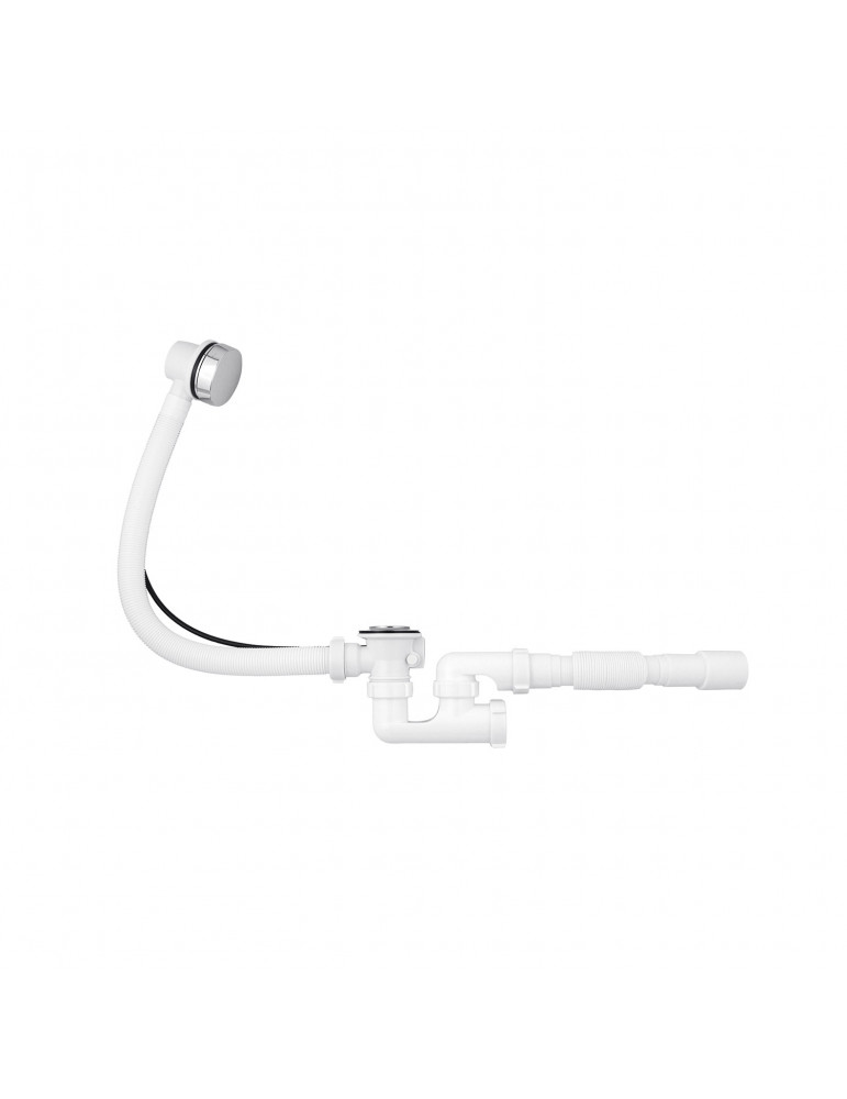 Сифон для ванни Agua BS05P 1 1/2"х40/50 мм напівавтоматичний, з переливом та ревізією | купити | SilverGoose.com.ua.com.ua