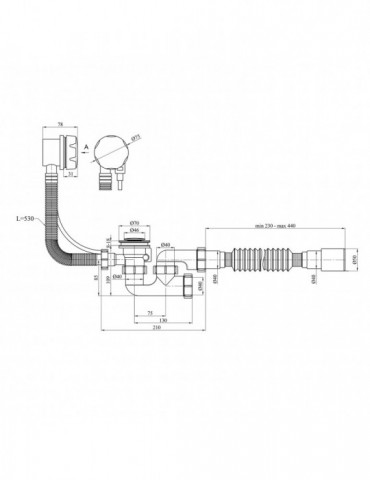 Сифон для ванни Agua BS05P 1 1/2"х40/50 мм напівавтоматичний, з переливом та ревізією | купити | SilverGoose.com.ua.com.ua