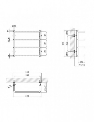 Сушарка для рушників водяна Kroner Скоба ДС06 500х530/4 | купити | SilverGoose.com.ua.com.ua