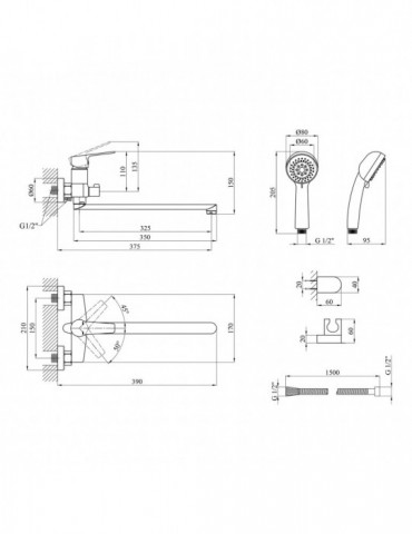 Змішувач для ванни Kroner KRP Hagen - C070 | купити | SilverGoose.com.ua.com.ua