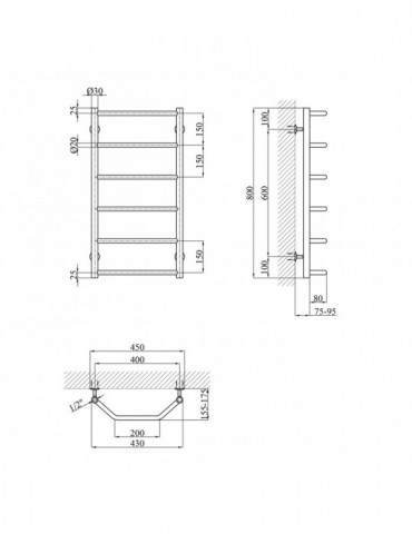 Сушарка для рушників водяна Kroner Трапеція ДТ04 800х430/6 | купити | SilverGoose.com.ua.com.ua