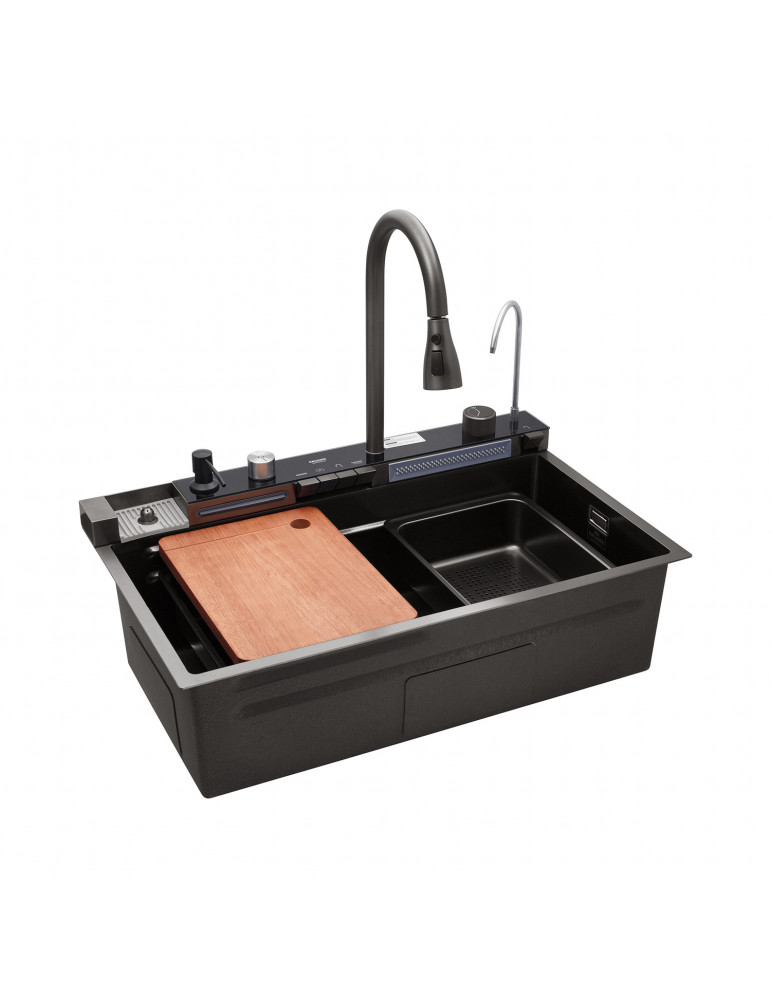 Кухонна мийка Kroner KRP Schwarze - SET7546ARTHM PVD (3.0/0.8 мм) | купити | SilverGoose.com.ua.com.ua