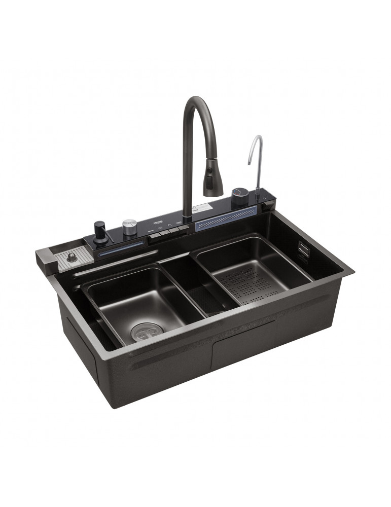 Кухонна мийка Kroner KRP Schwarze - SET7546ARTHM PVD (3.0/0.8 мм) | купити | SilverGoose.com.ua.com.ua