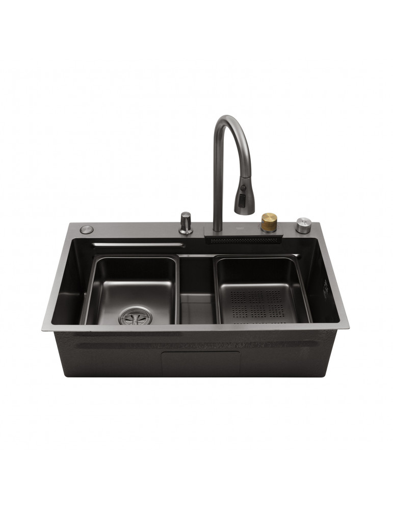 Кухонна мийка Kroner KRP Schwarze - SET7545HM PVD (3.0/0.8 мм) | купити | SilverGoose.com.ua.com.ua