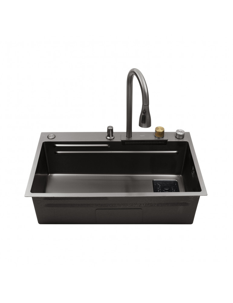 Кухонна мийка Kroner KRP Schwarze - SET7545HM PVD (3.0/0.8 мм) | купити | SilverGoose.com.ua.com.ua