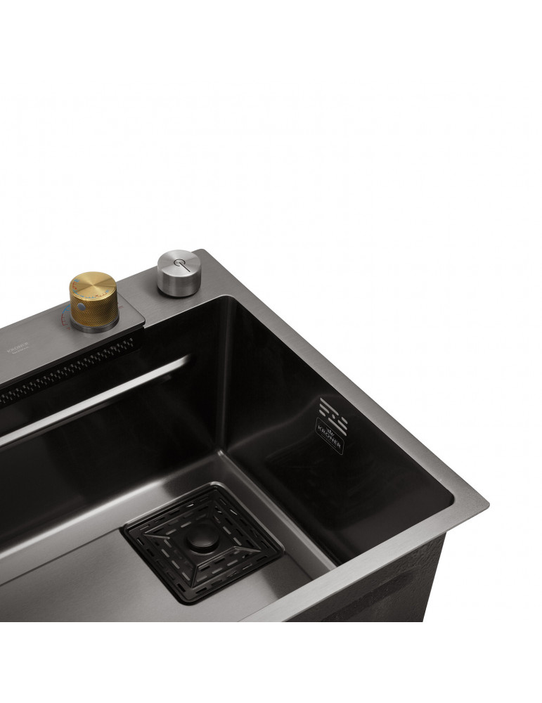Кухонна мийка Kroner KRP Schwarze - SET7545HM PVD (3.0/0.8 мм) | купити | SilverGoose.com.ua.com.ua