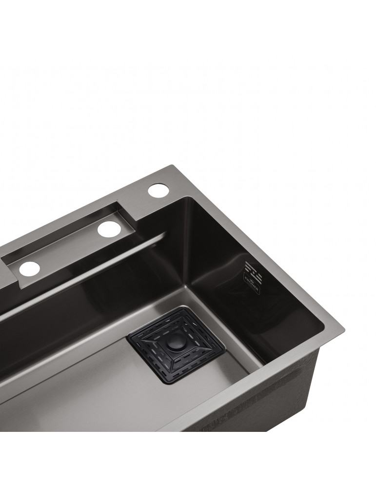 Кухонна мийка Kroner KRP Schwarze - SET7545HM PVD (3.0/0.8 мм) | купити | SilverGoose.com.ua.com.ua