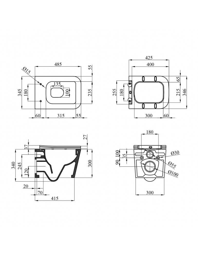 Унітаз підвісний Kroner Eifel WHI483429 TORNADO безобідковий з сидінням | купити | SilverGoose.com.ua.com.ua