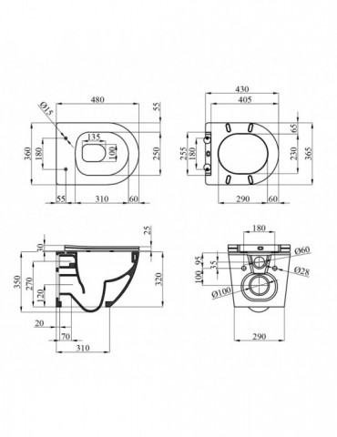 Унітаз підвісний Kroner Harz WHI483632 TORNADO безобідковий з сидінням | купити | SilverGoose.com.ua.com.ua