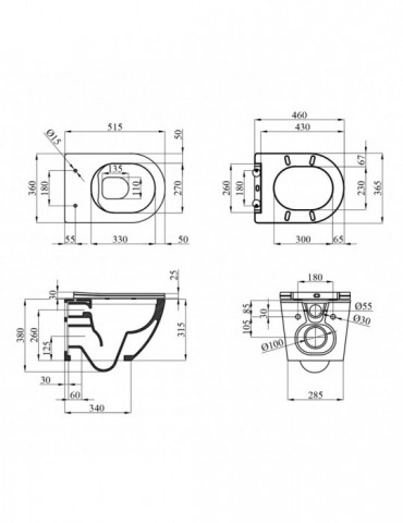 Унітаз підвісний Kroner Harz WHI523632 RIMLESS безобідковий з сидінням | купити | SilverGoose.com.ua.com.ua