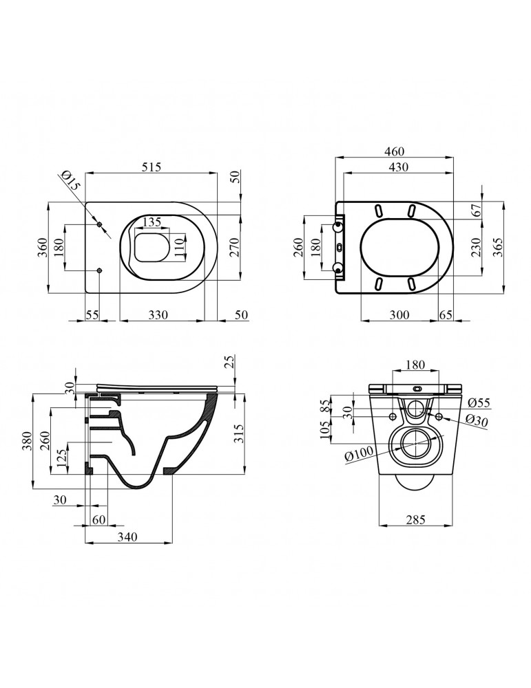 Унітаз підвісний Kroner Harz WHI523632 RIMLESS безобідковий з сидінням | купити | SilverGoose.com.ua.com.ua
