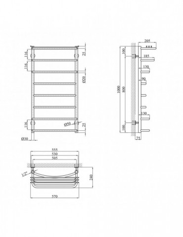 Сушарка для рушників водяна Kroner Канна ДК02 1000х530/8 | купити | SilverGoose.com.ua.com.ua