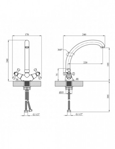 Змішувач для кухні Kroner KRM Rhein - C032 | купити | SilverGoose.com.ua.com.ua