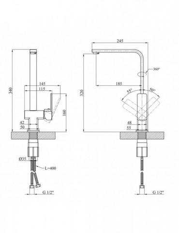 Змішувач для кухні Kroner KRM Ems - C030 | купити | SilverGoose.com.ua.com.ua