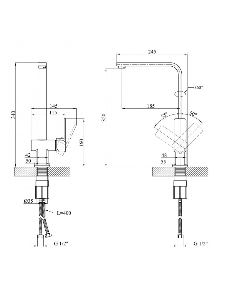 Змішувач для кухні Kroner KRM Ems - C030 | купити | SilverGoose.com.ua.com.ua