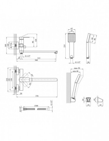 Змішувач для ванни Kroner KRM Ems - C070 | купити | SilverGoose.com.ua.com.ua