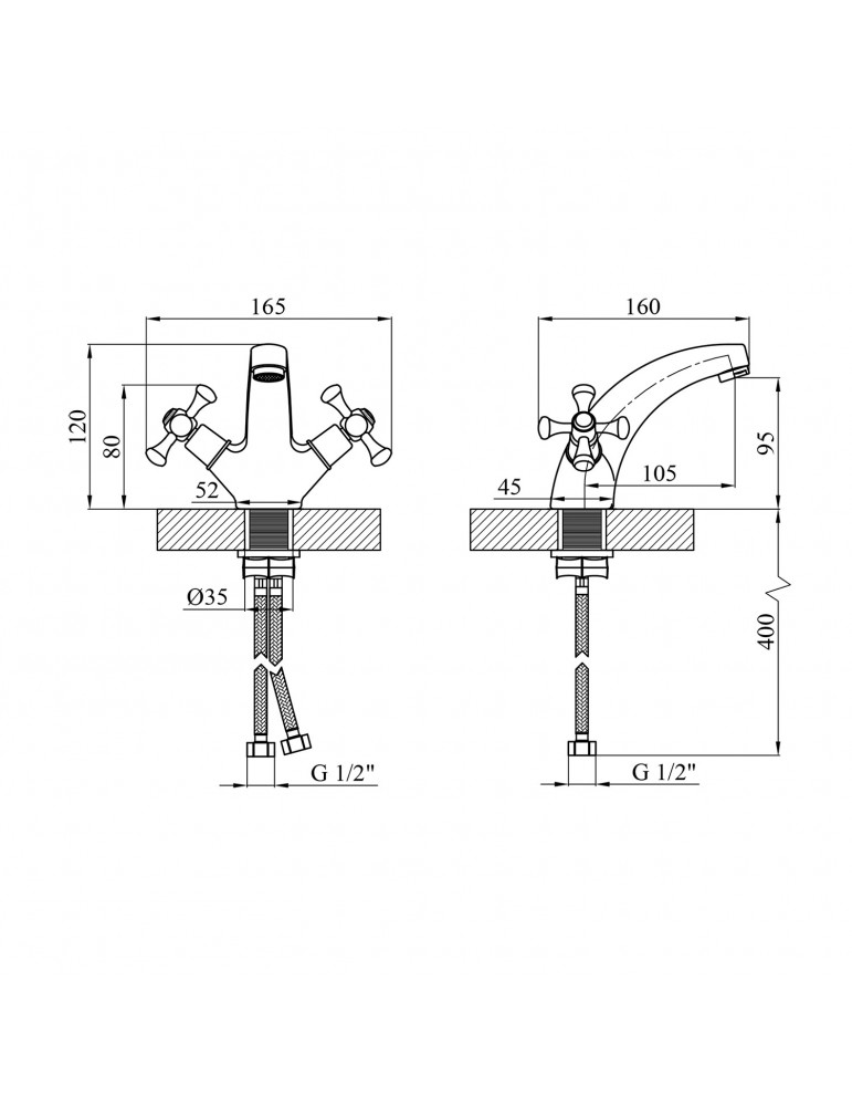 Змішувач для раковини Kroner KRM Rhein - C010 | купити | SilverGoose.com.ua.com.ua