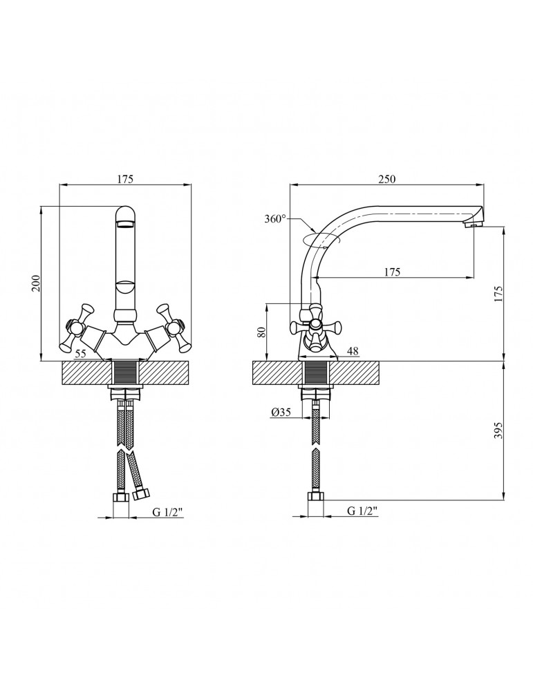 Змішувач для кухні Kroner KRM Rhein - C033 | купити | SilverGoose.com.ua.com.ua