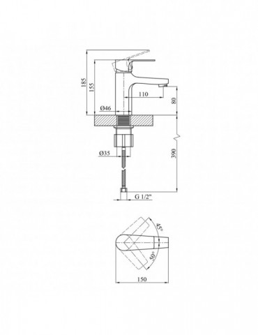 Змішувач для раковини Kroner KRM Oker - C010 | купити | SilverGoose.com.ua.com.ua