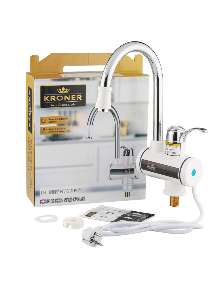 Проточний водонагрівач Kroner KRM Volt - CW091 з дисплеєм | купити | SilverGoose.com.ua.com.ua