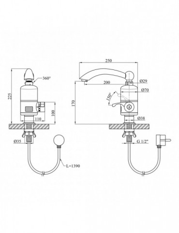 Проточний водонагрівач Kroner KRM Volt - CW092 з дисплеєм | купити | SilverGoose.com.ua.com.ua