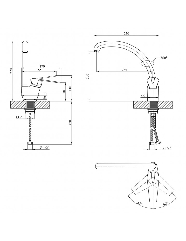 Змішувач для кухні Kroner KRM Odra - C032 | купити | SilverGoose.com.ua.com.ua