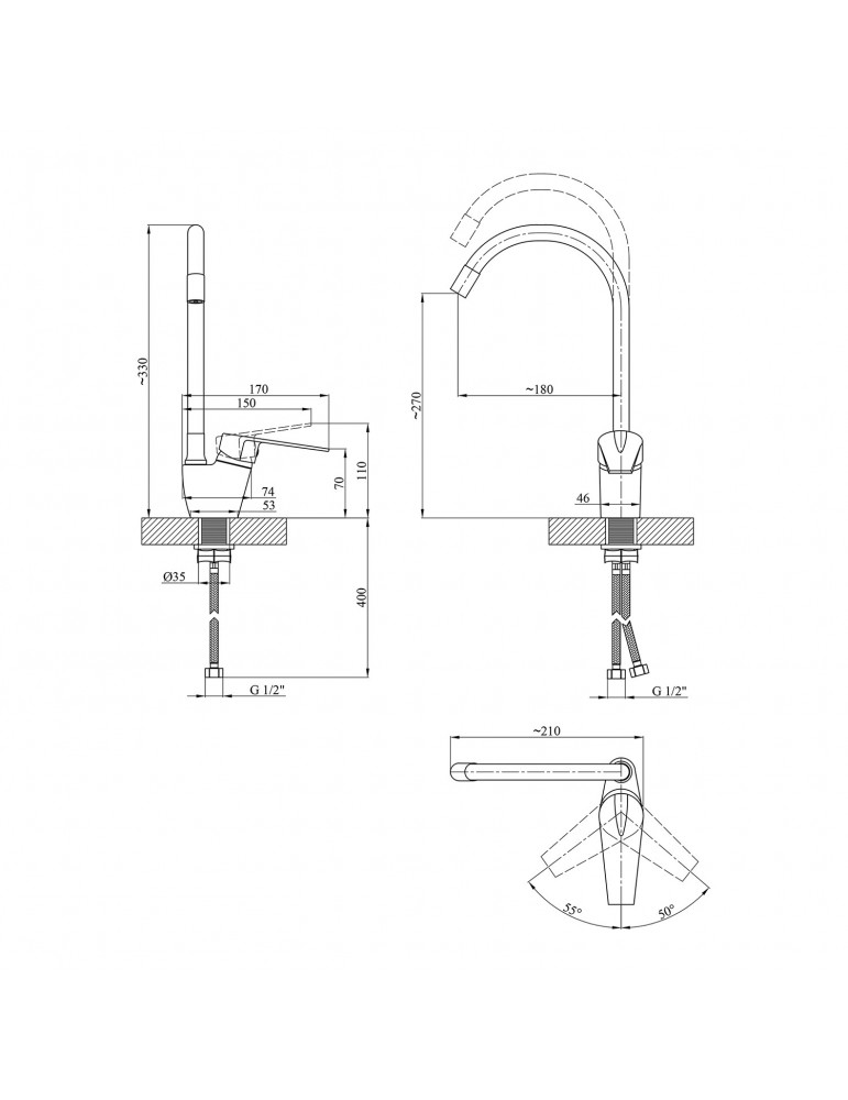 Змішувач для кухні Kroner KRM Odra - C032WHI | купити | SilverGoose.com.ua.com.ua