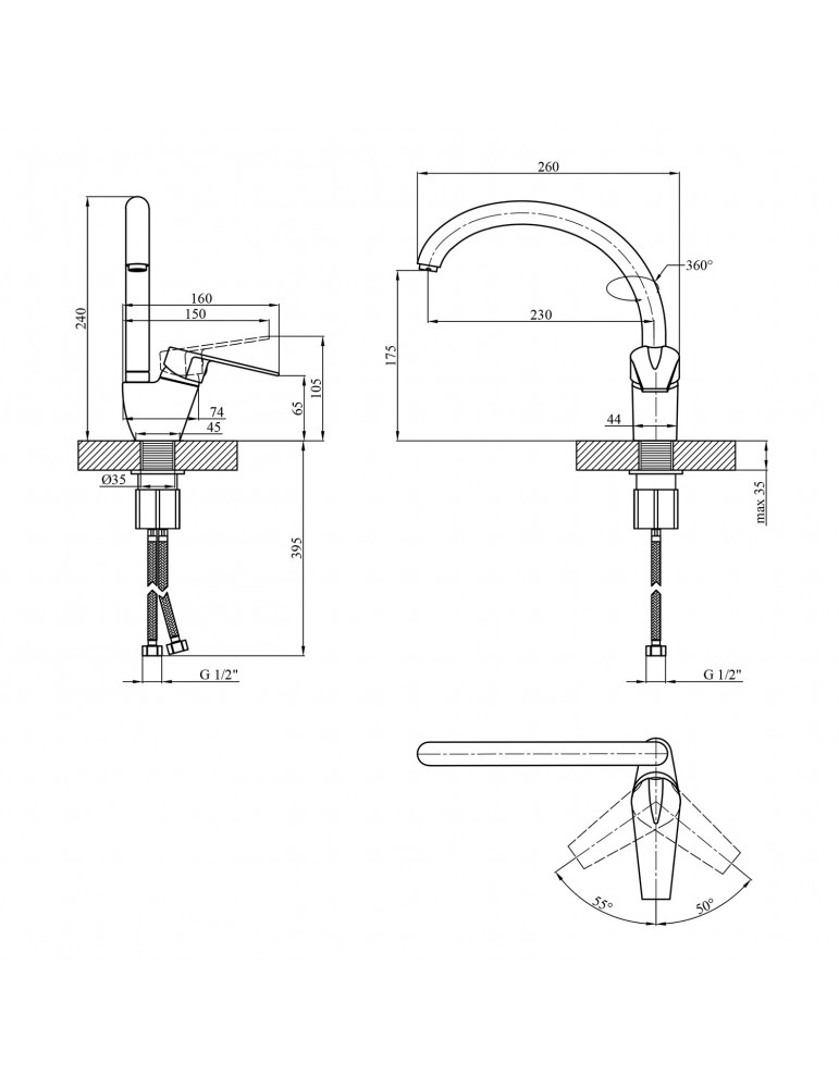 Змішувач для кухні Kroner KRM Odra - C036 | купити | SilverGoose.com.ua.com.ua