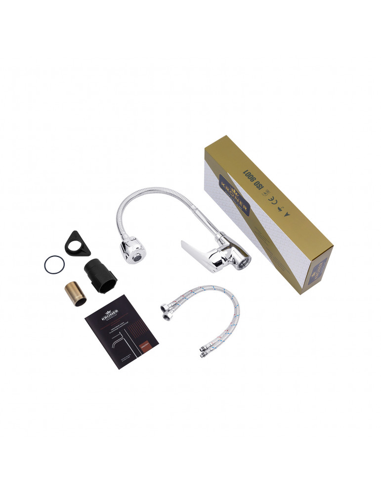 Змішувач для кухні з гнучким виливом Kroner KRM Odra - C039-1 | купити | SilverGoose.com.ua.com.ua