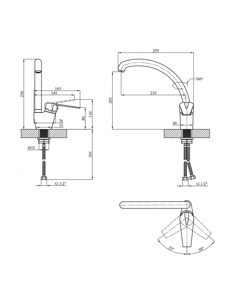 Змішувач для кухні Kroner KRM Odra - S035 | купити | SilverGoose.com.ua.com.ua