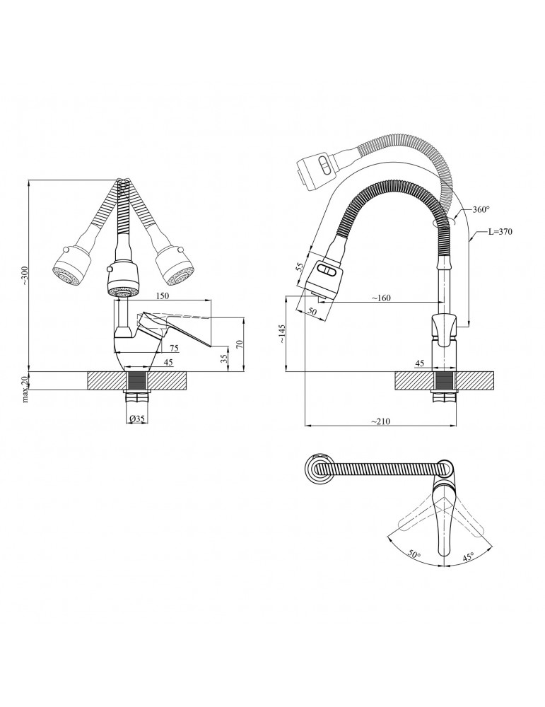 Змішувач для кухні з гнучким виливом Agua Sevilla - C039 | купити | SilverGoose.com.ua.com.ua