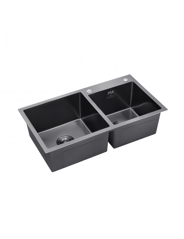 Кухонна мийка Kroner KRP Schwarze - 7843ZHM PVD (3.0/1.0 мм) | купити | SilverGoose.com.ua.com.ua