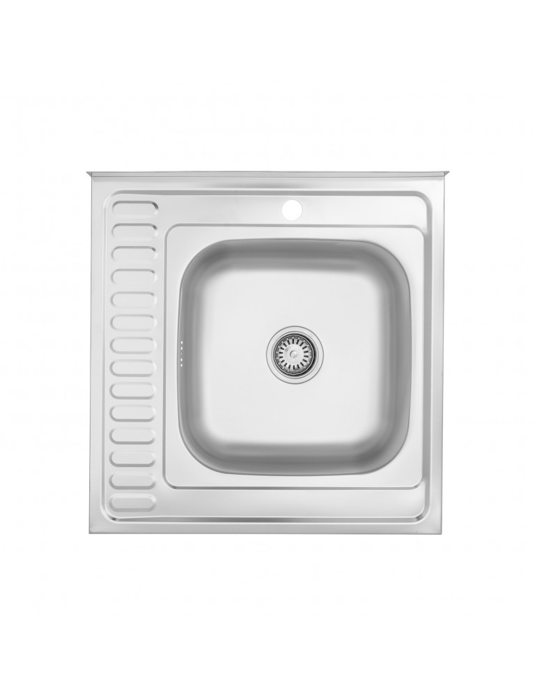 Кухонна мийка накладна Kroner KRP Dekor - 6060R (0.6 мм) | купити | SilverGoose.com.ua.com.ua