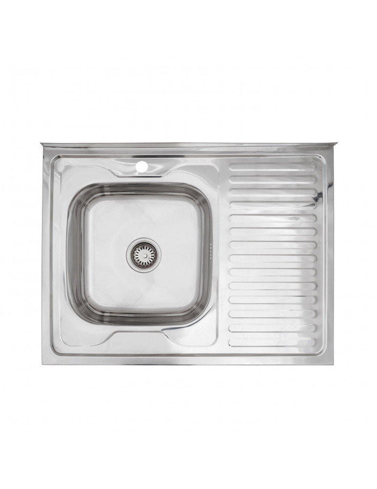 Кухонна мийка накладна Kroner KRP Polierte - 6080L (0.6 мм) | купити | SilverGoose.com.ua.com.ua