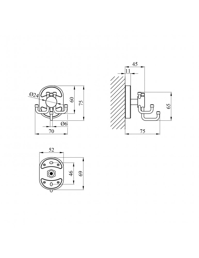 Гачок для ванної кімнати Kroner KRM Elbe - ACC2905-3 | купити | SilverGoose.com.ua.com.ua