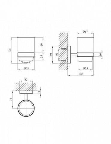 Склянка з тримачем для ванної кімнати Kroner KRM Elbe - ACG2906 | купити | SilverGoose.com.ua.com.ua