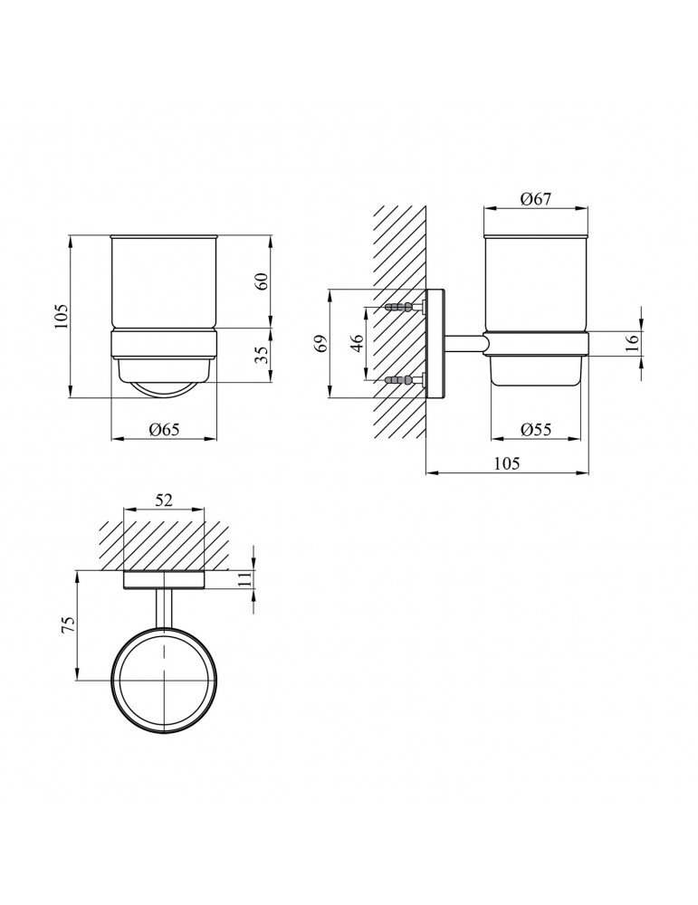 Склянка з тримачем для ванної кімнати Kroner KRM Elbe - ACG2906 | купити | SilverGoose.com.ua.com.ua