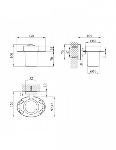 Склянка з тримачем зубних щіток для ванної кімнати Kroner KRM Elbe - ACG2906-1 | купити | SilverGoose.com.ua.com.ua