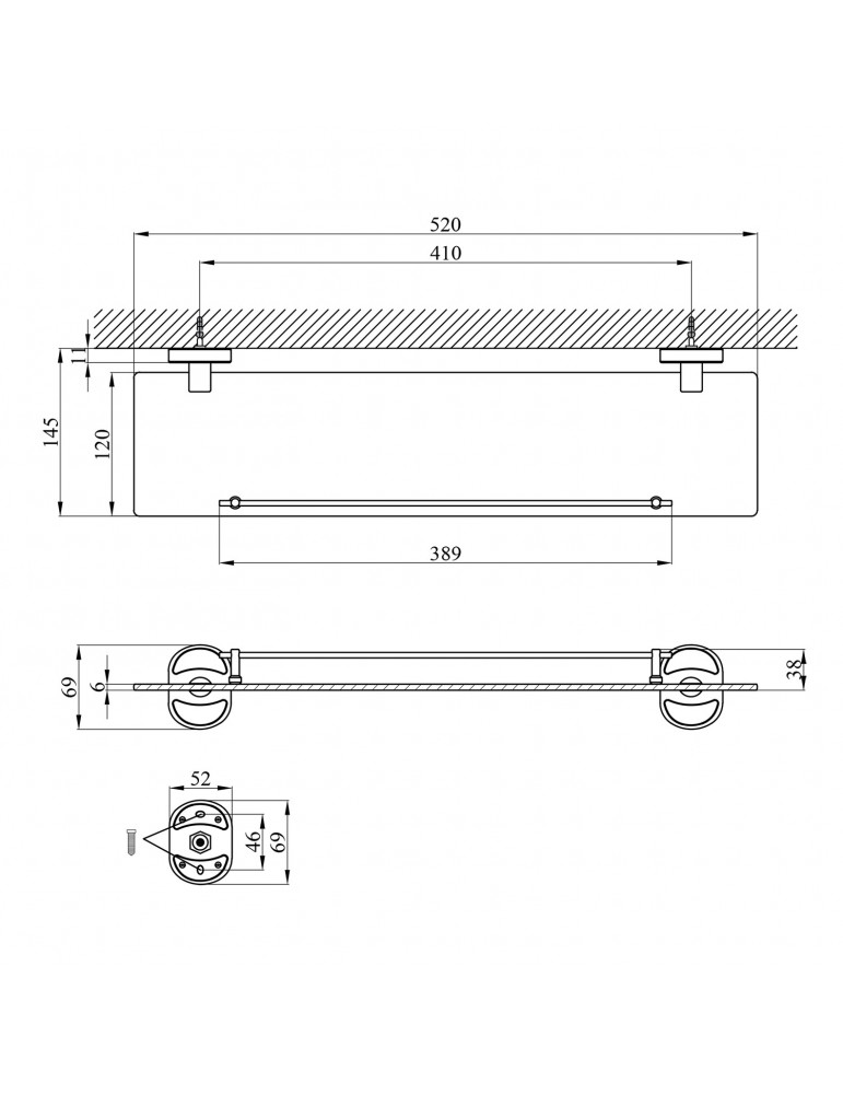 Полиця для ванної кімнати Kroner KRM Elbe - ACG2907 | купити | SilverGoose.com.ua.com.ua