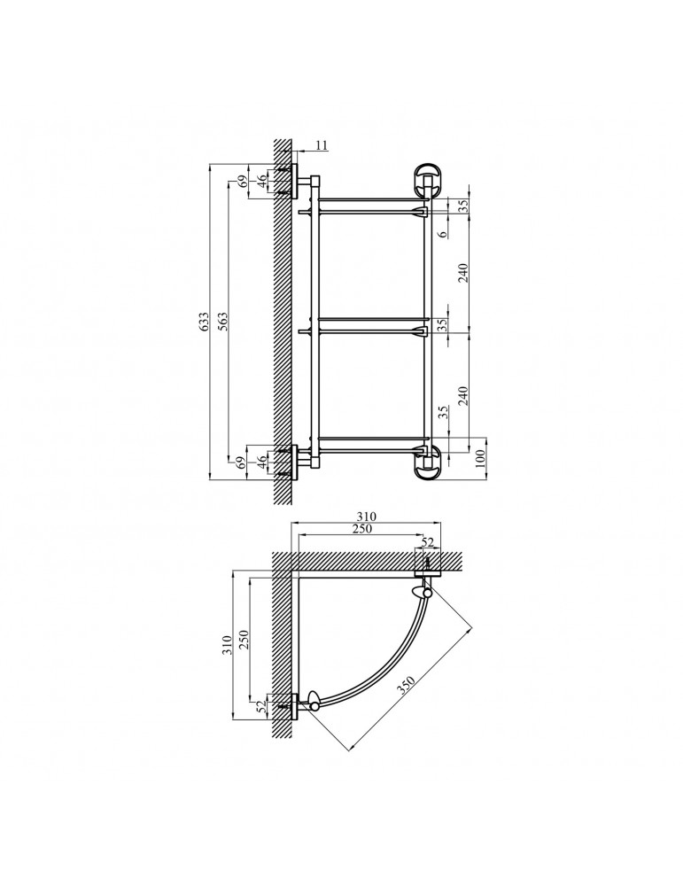 Полиця для ванної кімнати кутова Kroner KRM Elbe - ACG2907-3 | купити | SilverGoose.com.ua.com.ua