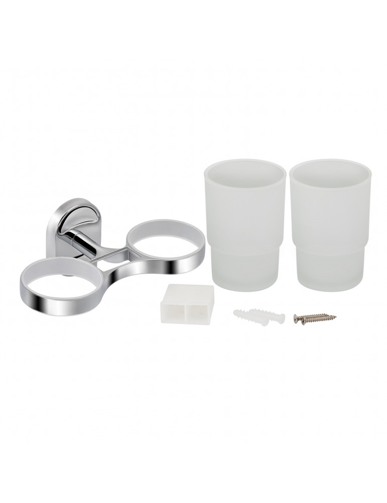 Склянка подвійна з тримачем зубних щіток для ванної кімнати Kroner KRM Elbe - ACG2908 | купити | SilverGoose.com.ua.com.ua
