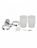 Склянка подвійна з тримачем зубних щіток для ванної кімнати Kroner KRM Elbe - ACG2908 | купити | SilverGoose.com.ua.com.ua