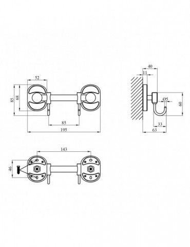 Гачок для ванної кімнати Kroner KRM Elbe - ACC2914-2 | купити | SilverGoose.com.ua.com.ua