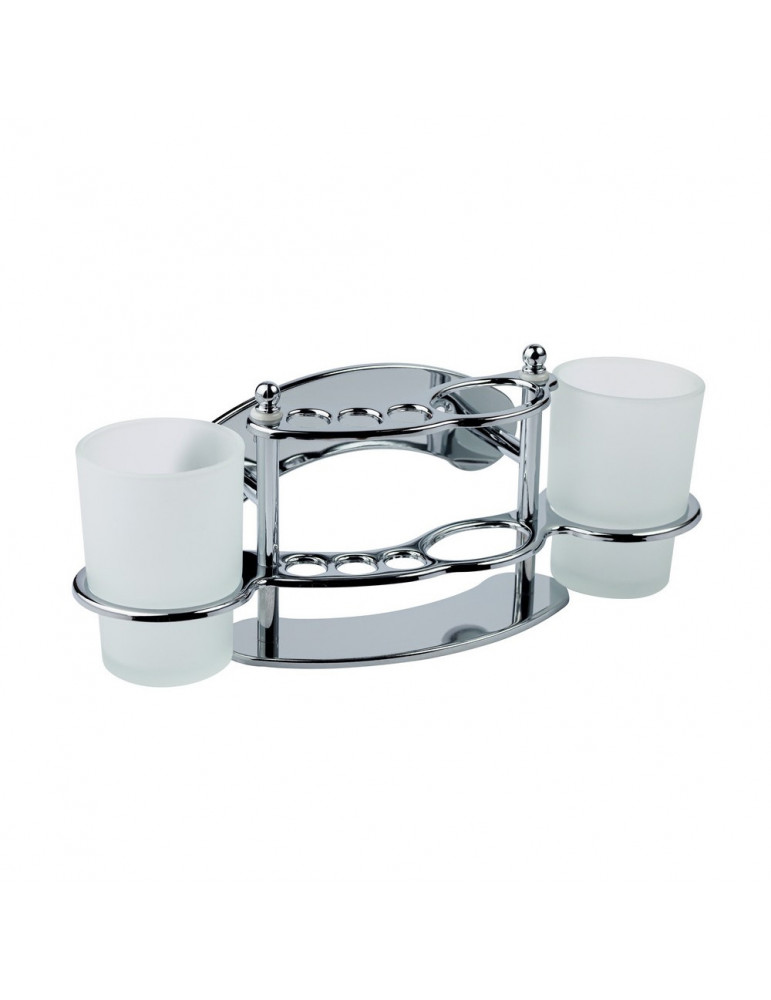 Склянка подвійна з тримачем зубних щіток для ванної кімнати Kroner KRM Rizze - ACC311 | купити | SilverGoose.com.ua.com.ua