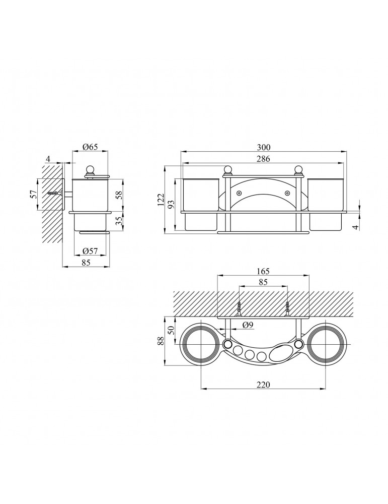 Склянка подвійна з тримачем зубних щіток для ванної кімнати Kroner KRM Rizze - ACC311 | купити | SilverGoose.com.ua.com.ua