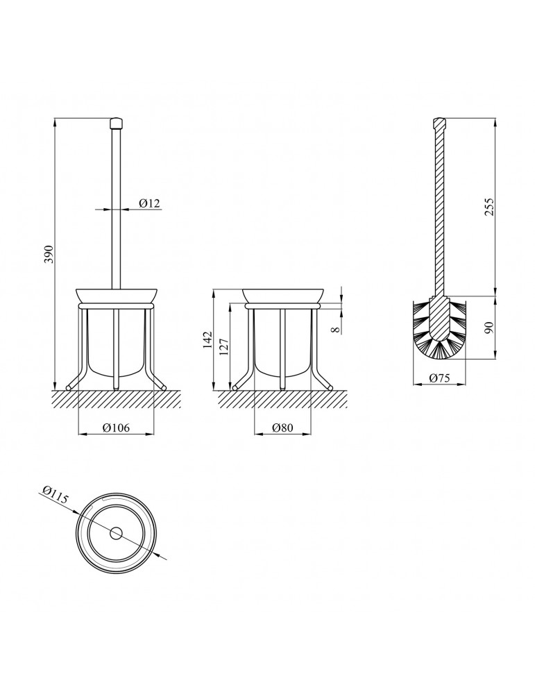 Йоржик для унітаза підлоговий Kroner KRM Rizze - ACG323 | купити | SilverGoose.com.ua.com.ua