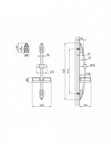 Штанга для душу Kroner KRM - C750 з полицею | купити | SilverGoose.com.ua.com.ua